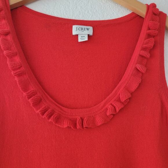 J. Crew Women's Red Ruffle Trim  Cotton Tank Sweatear Size XS | Classic EUC - Picture 3 of 5